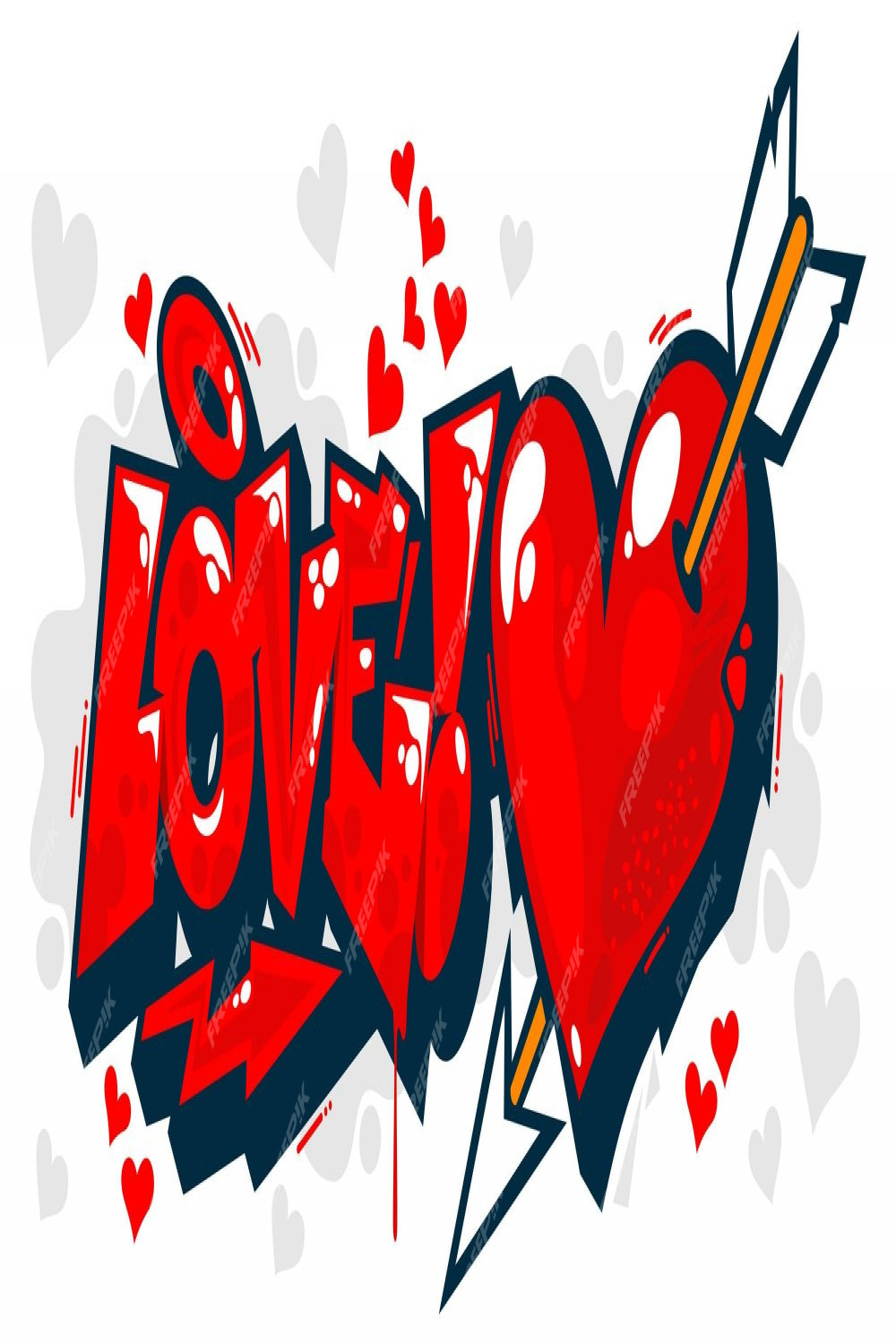 Premium Vector  Abstract graffiti style word love with heart text