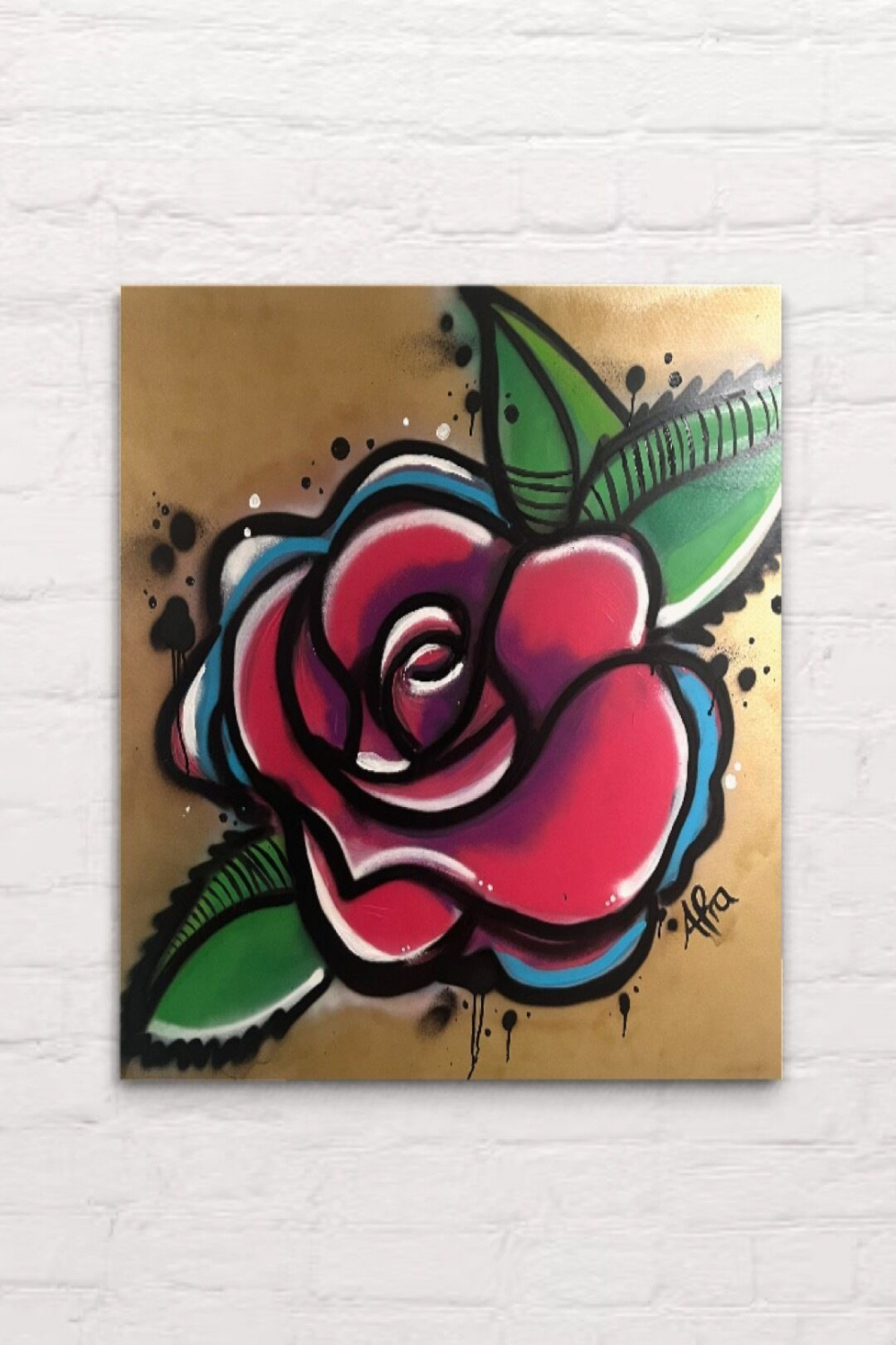 Rose gesprüht - Rot, Graffiti, Rose, Pflanzen von Afra