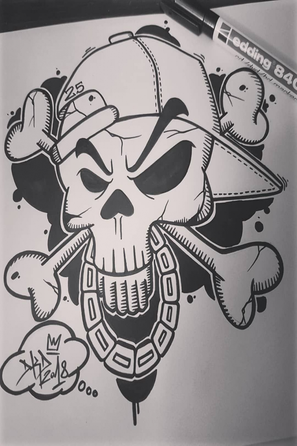 Skull Fun ☠😎 #edding #edding #sketch #graffiti #skull