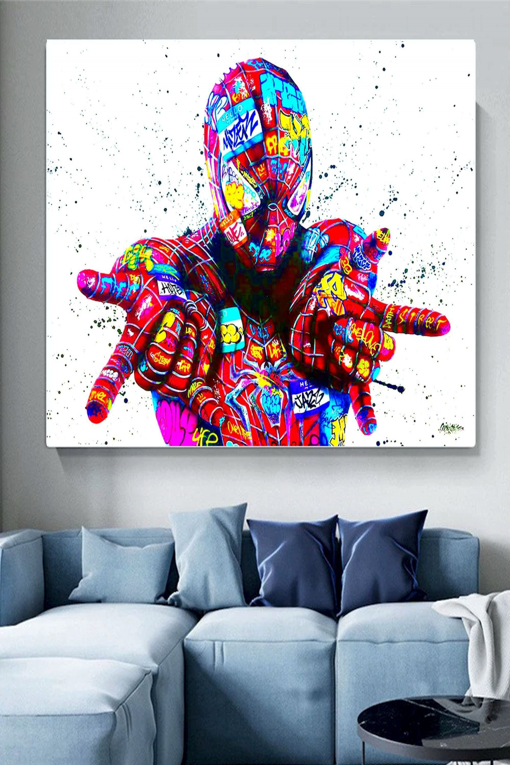 Spiderman Graffiti Street Art Printed Deep Framed Canvas Wall