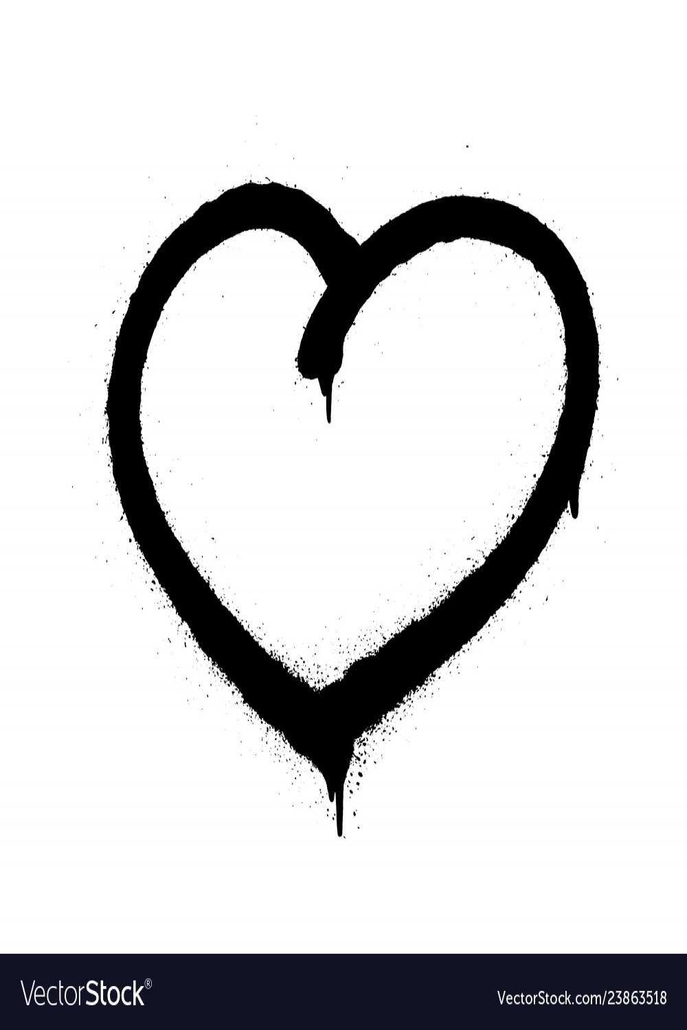 Sprayed graffiti heart in black on white Vector Image