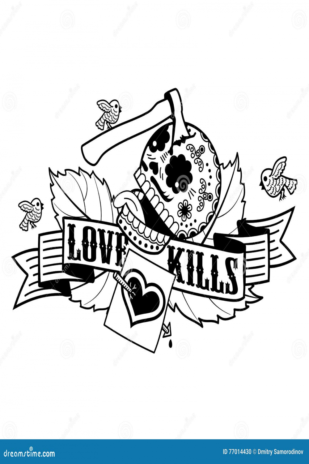 Stiker love kills stock illustration