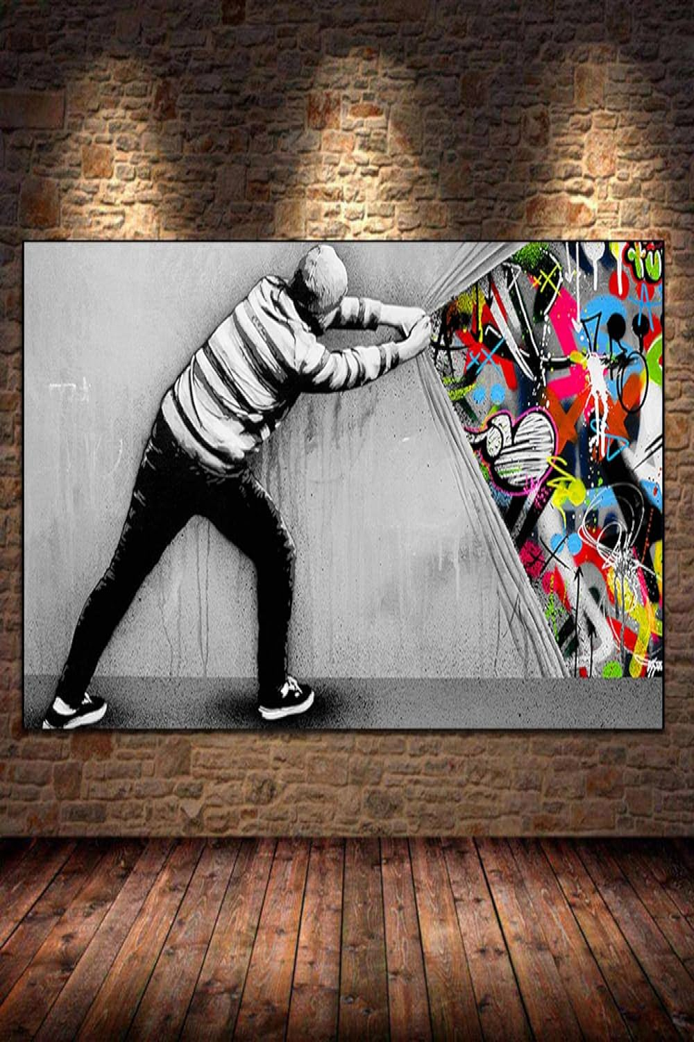 Street Art Graffiti Wall Art Behind the Curtain Leinwand Gemälde Cuadros  Big Size Wall Art Bilder für Home Decor Poster xcm(.x