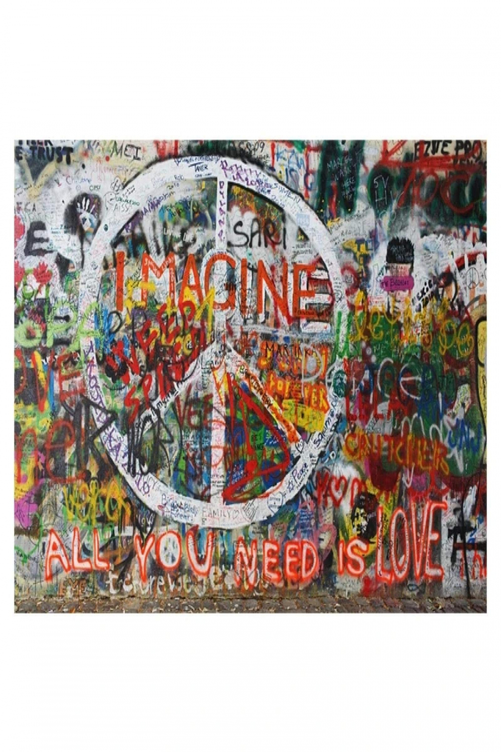 Street Art of Peace and Love Canvas Poster I Image All You Need is Love  Graffiti Artwork Painting on the Wall Home Decor xcm Frameless