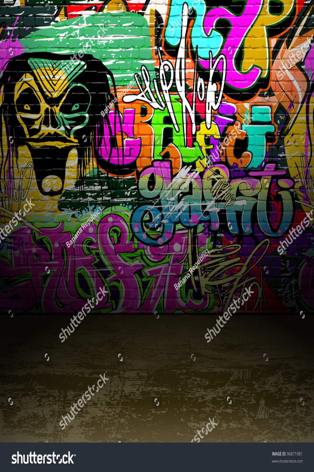 Street art urban background, Graffiti-Wand: Stockillustration