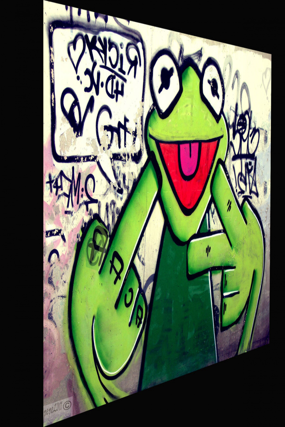 Street Art urban frog kermit graffiti Large  sizes A A Poster painting