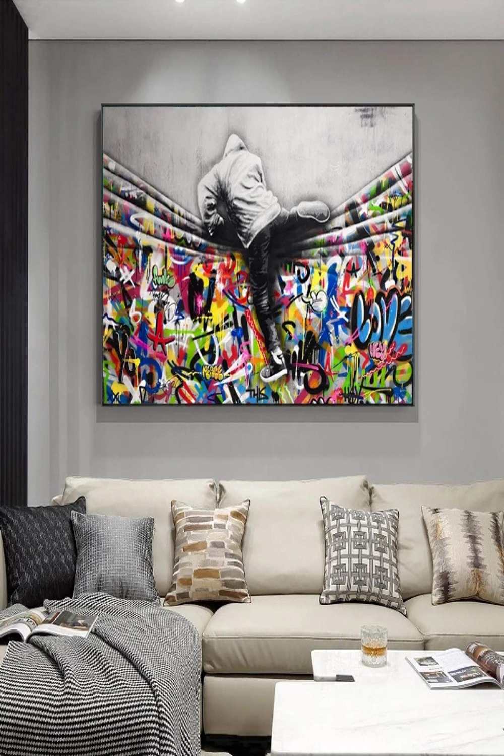 Street Graffiti Art Canvas Painting on Canvas Poster and Prints Behind the  Facade Picture for Living Room Decor  x  cm Unframed