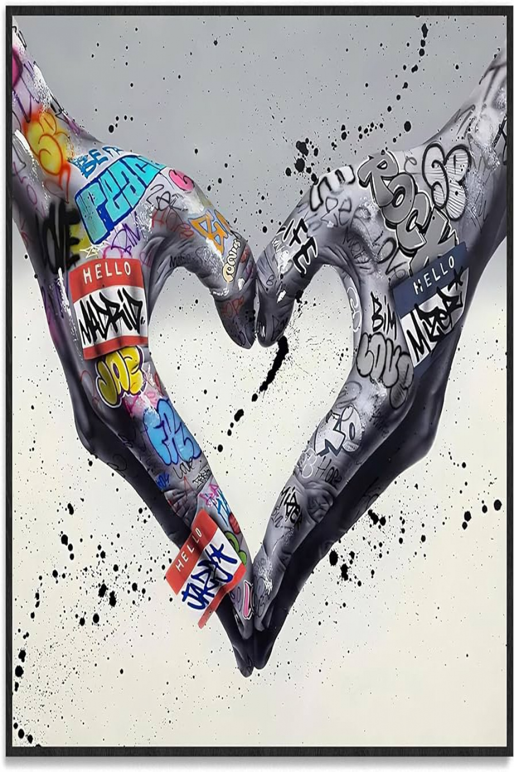 Street Graffiti Wall Art Gesture Heart Hands Canvas Art Graffiti