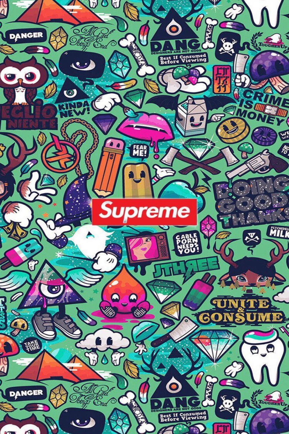 Supreme  Graffiti wallpaper iphone, Cartoon wallpaper iphone