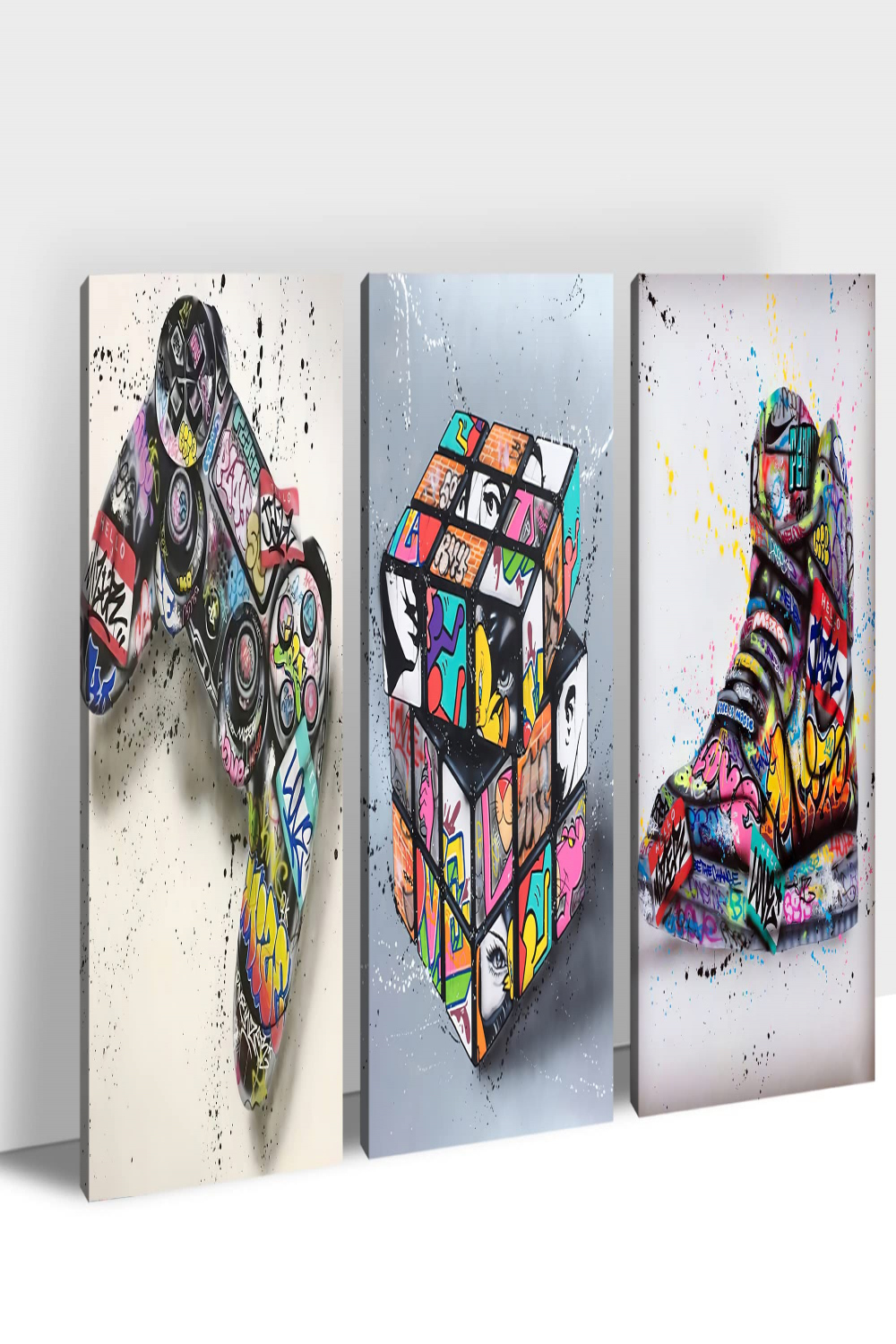 TIMUBA Graffiti Wall Art ( Pieces) - Banksy Pop Street Art Canvas Prints  for Wall Decor, Cool Graffiti Artwork for Boys Bedroom, Ready to Hang,