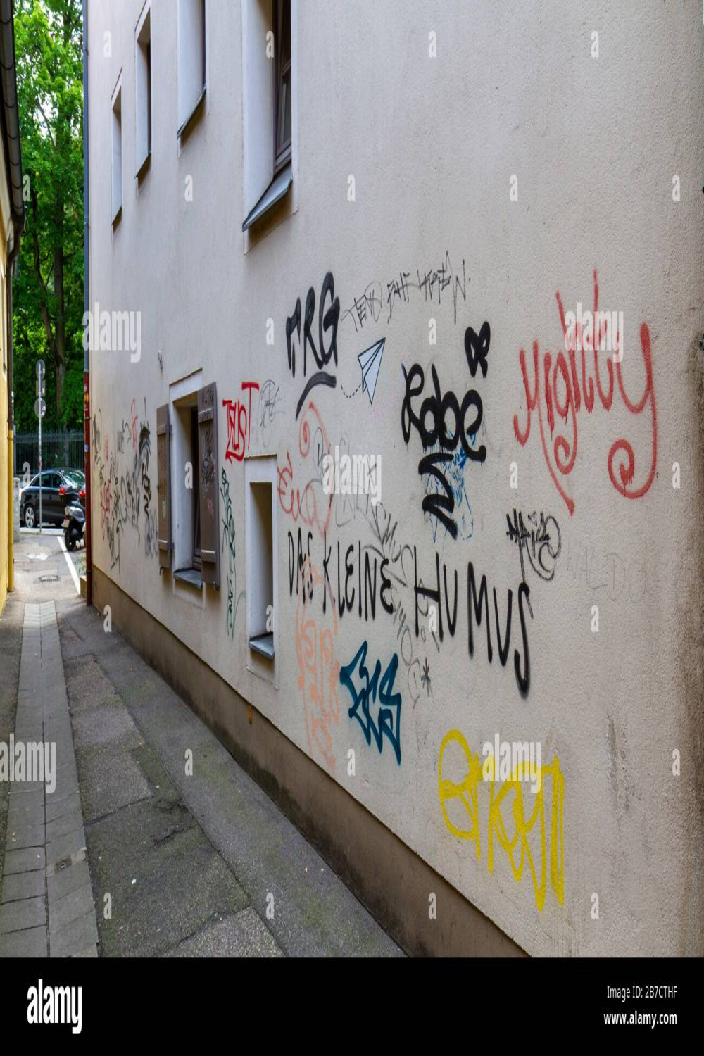 Ugly graffiti on a wall in Regensburg, Bavaria, Germany Stock