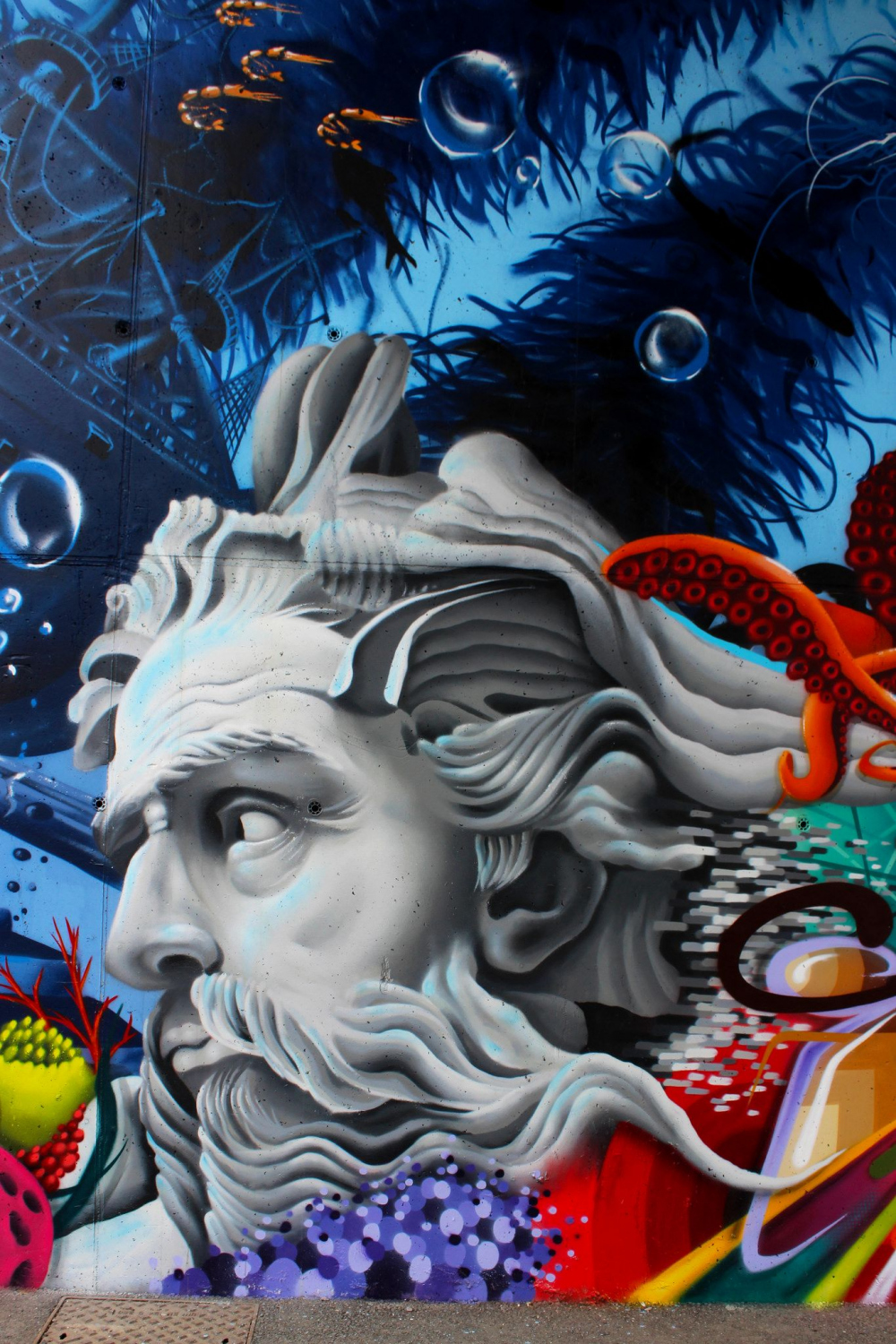 Underwater world - Detail : Zeus - by WIZ ART  Mural art, Street