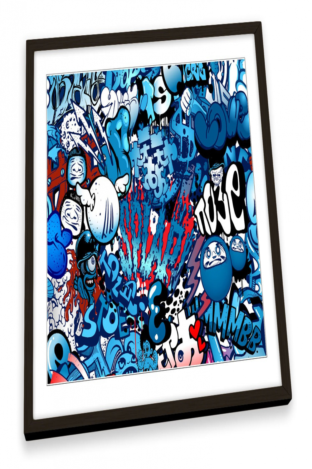 Urban Graffiti Characters Blue FRAMED ART PRINT Picture Poster