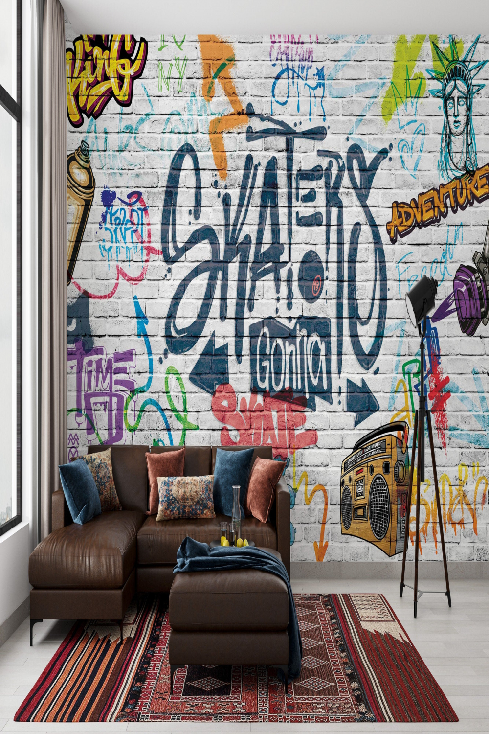 Urbanes Wohnzimmer Graffiti Wallpaper Skater Wandbild - Etsy