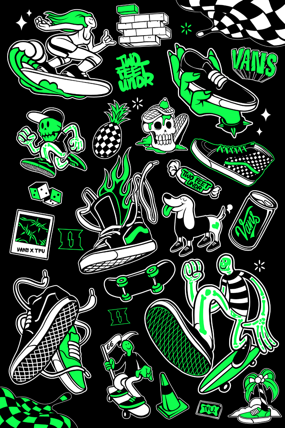 Vans X Two Feet Undr  Iphone wallpaper vans, Sticker design