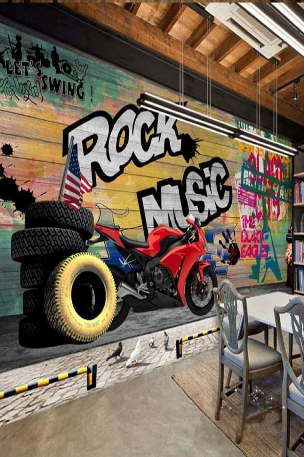 Wall Pictures Wallpaper Modern Street Art Graffiti Background Wallpaper  Decorative Painting MotorcycSee more Wall Pictures Wallpaper Modern Street