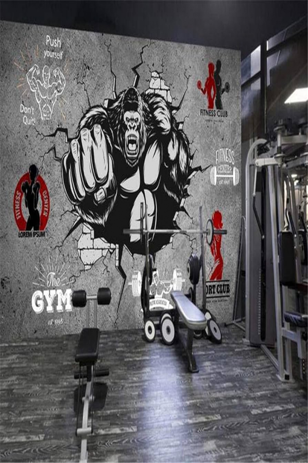 Wallpaper Mural Fitness Bodybuilding Gorilla Broken Wallpaper Gym