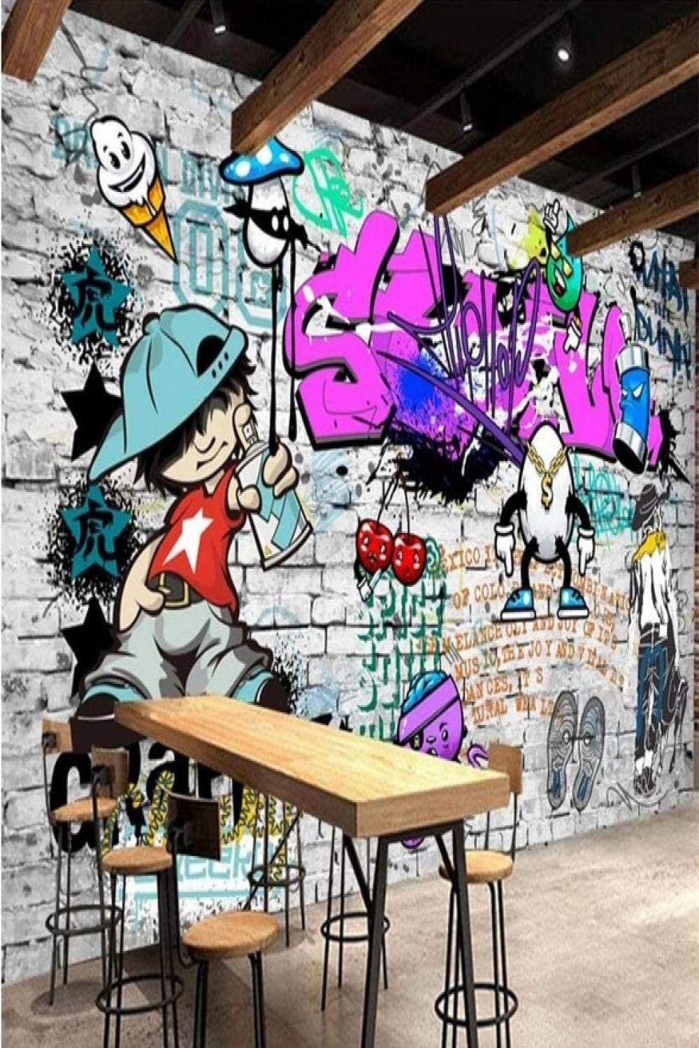 Wallpaper Mural for Walls D Trendy Street Graffiti Letters Self-Adhesive  Wall Tattoo Photo WallpapeSee more Wallpaper Mural for Walls D Trendy