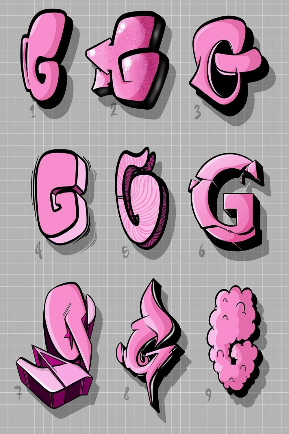 Which one is your favorite G? - 👇👇❤️  Graffiti lettering