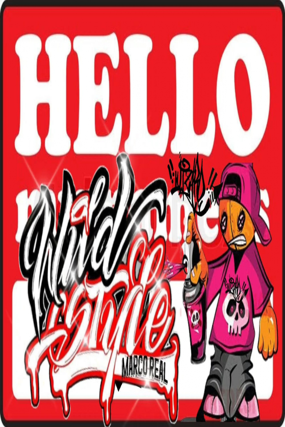 Wildstyle graffiti sticker (Hello my name is) by wizardlabels on