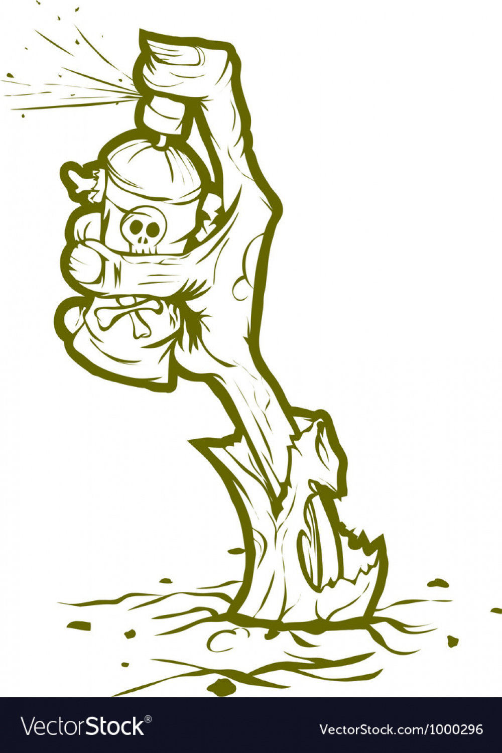 Zombie drawing graffiti bicolor Royalty Free Vector Image