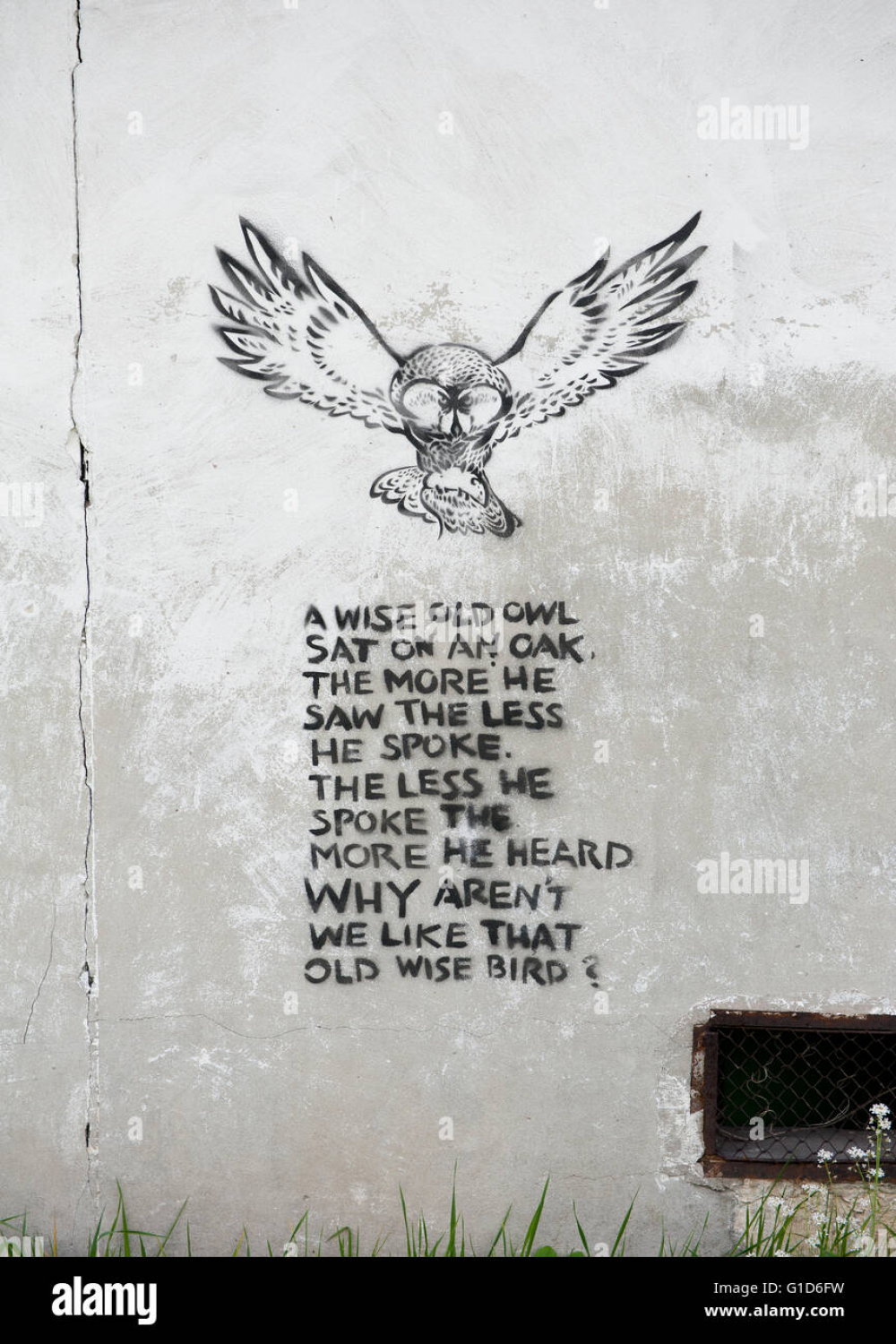 A wise old owl rhyme poem, memorable spray graffiti quote