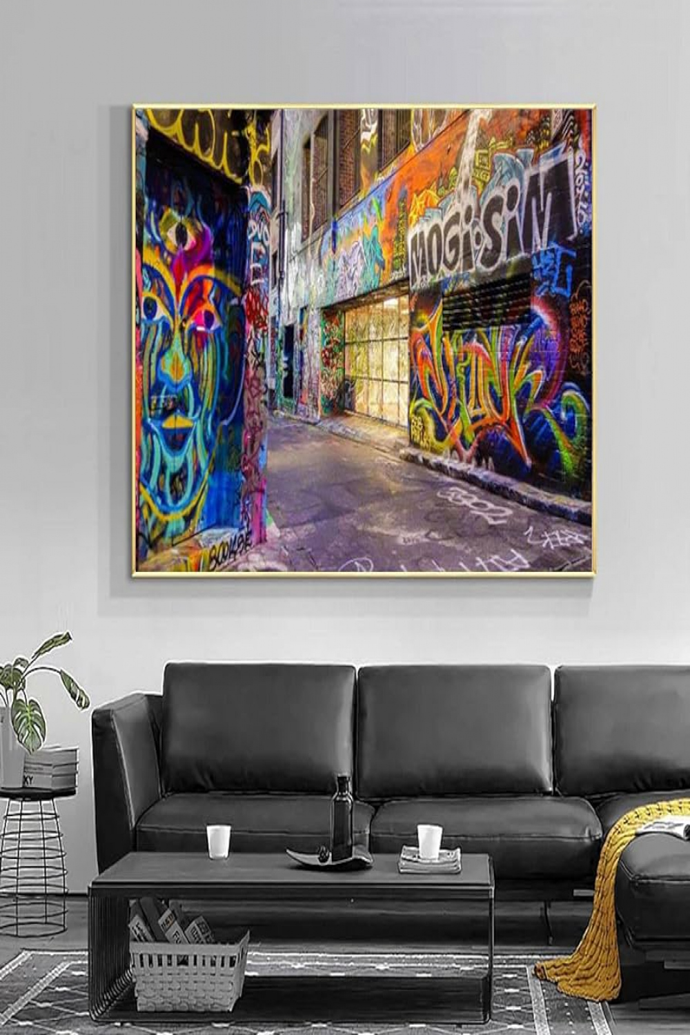 Abstract Street Graffiti Art Canvas Painting Modern Landscape Art Posters  and Prints Wall Art Picture for Living Room Decor xcm Frameless