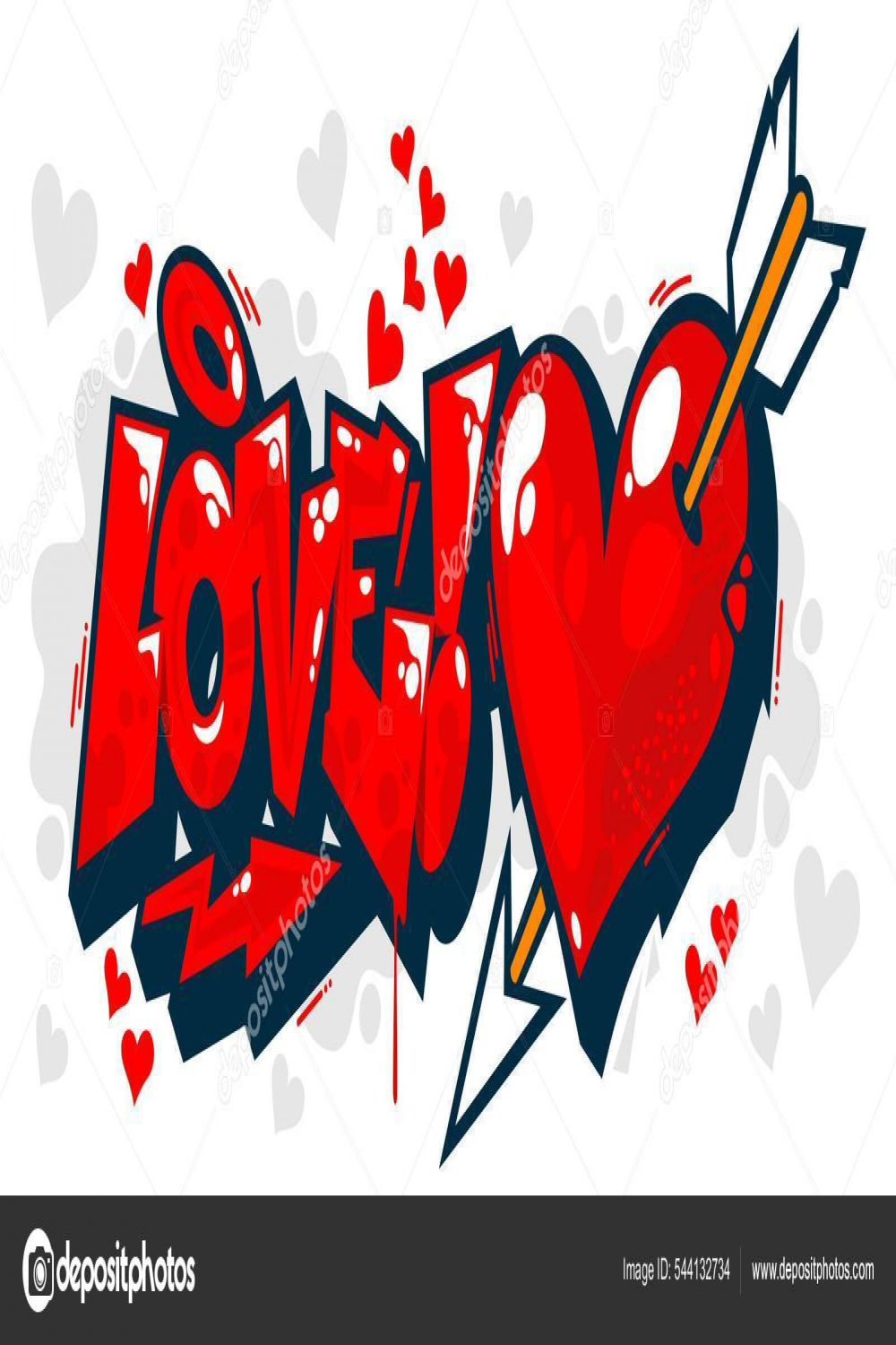 Abstraktes Graffiti Wort Liebe Mit Herz Text Schriftzug Vector