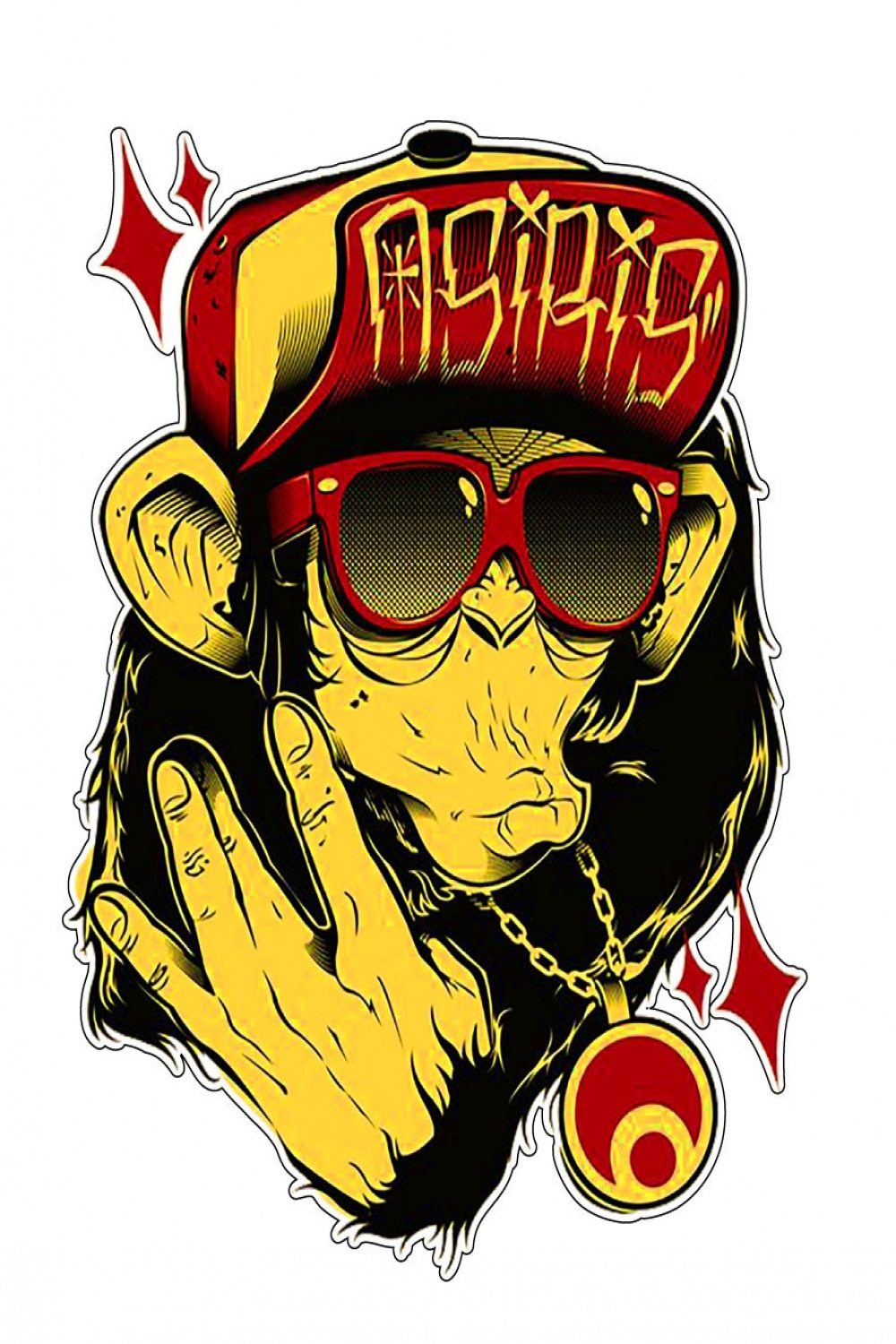 Affe Hip Hop Graffiti Gorilla Vinyl Sticker / bedrucktes Vinyl Decal für  Auto Van TRUCK Bumper, Fenster, Laptop, PS, Handy usw.