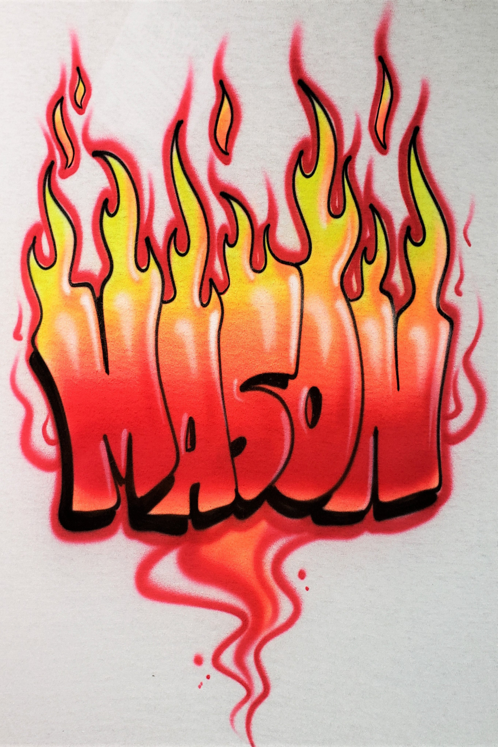 Airbrushed Graffiti Name mit Flammen in leuchtendem Rot und - Etsy