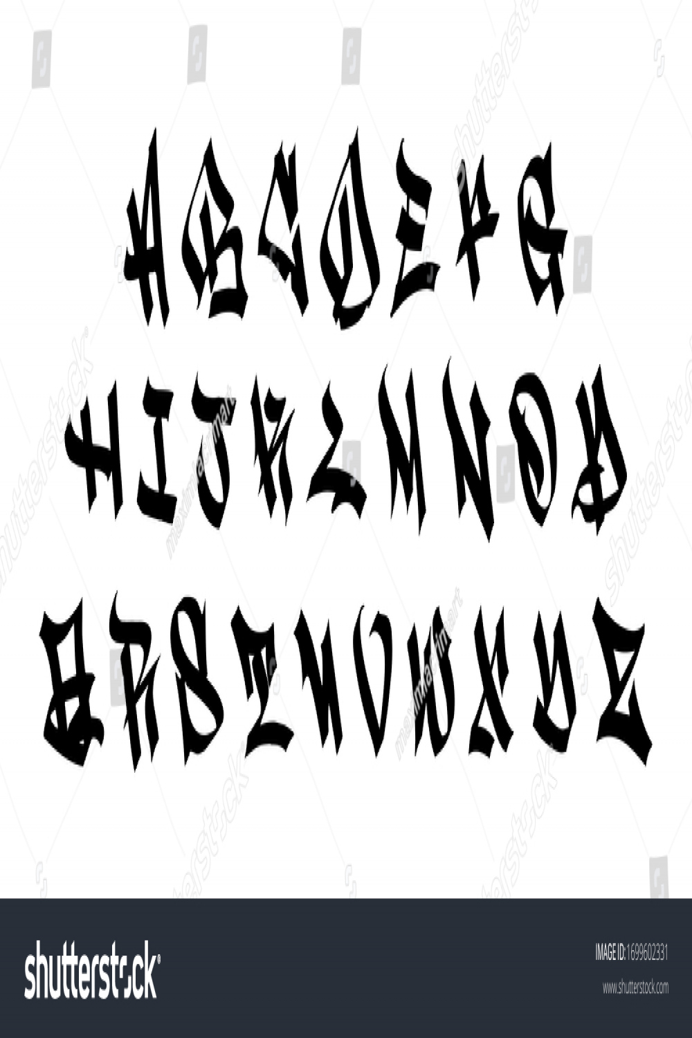 Alphabet Gothic Graffiti Stylevector Stock Vector (Royalty Free