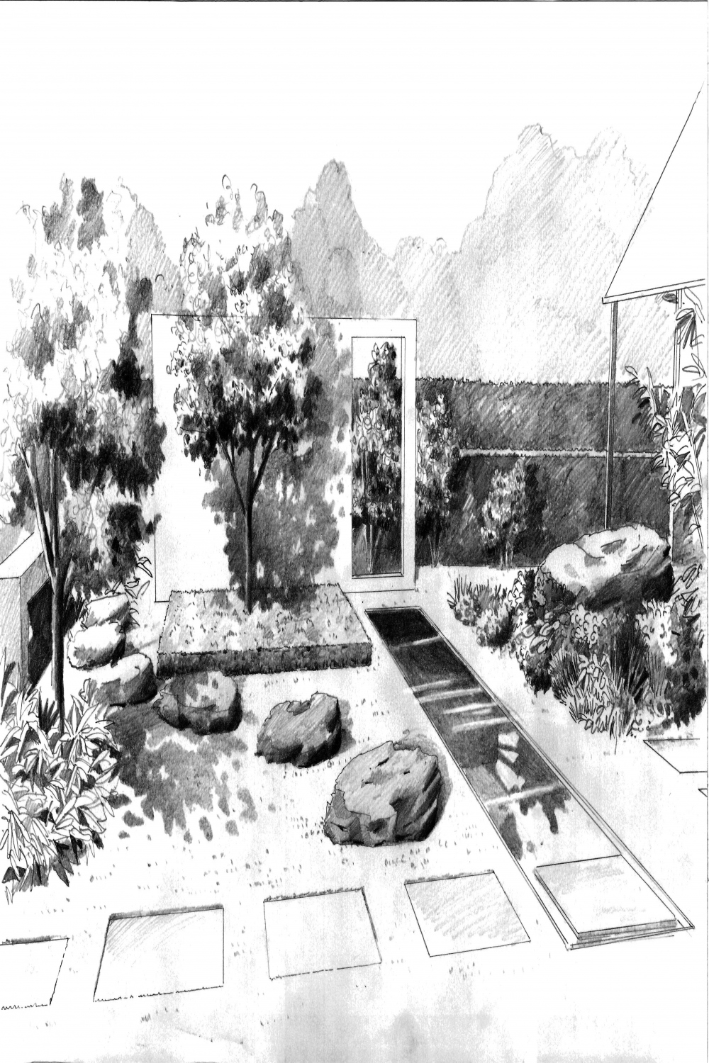 Angus Thompson Design: Japanese Garden ATD Sketch #  Landscape