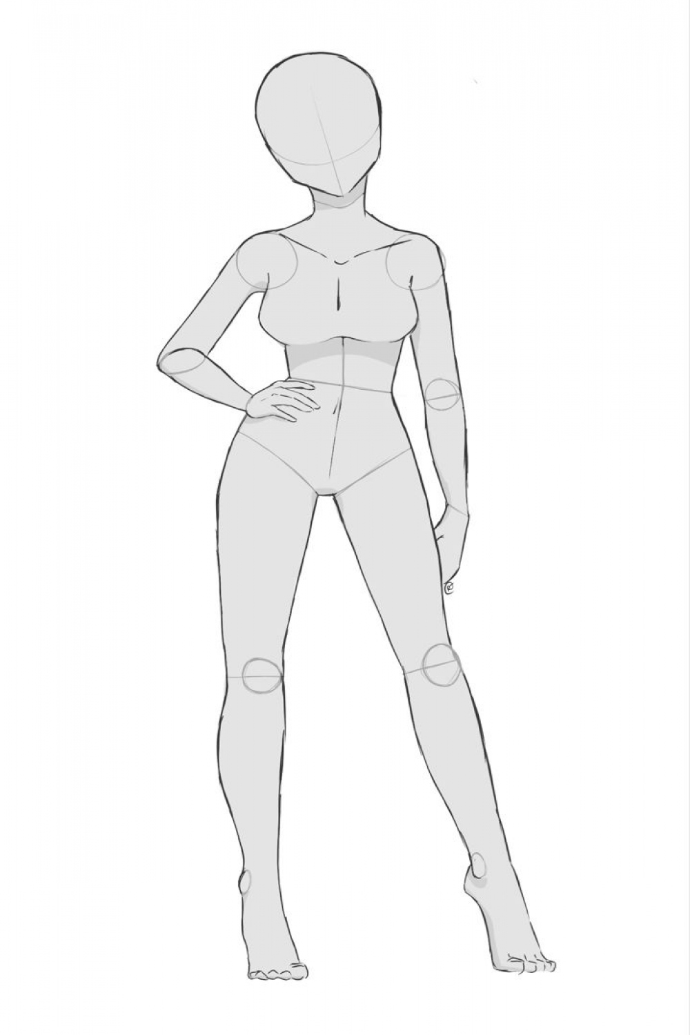 Anime woman / girl drawing reference, female posing guide