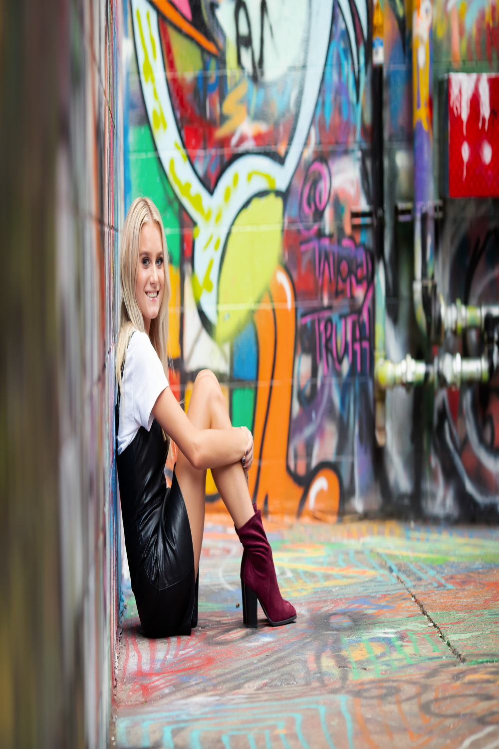 Ann Arbor Senior Pictures in Graffiti Alley  Lori Page