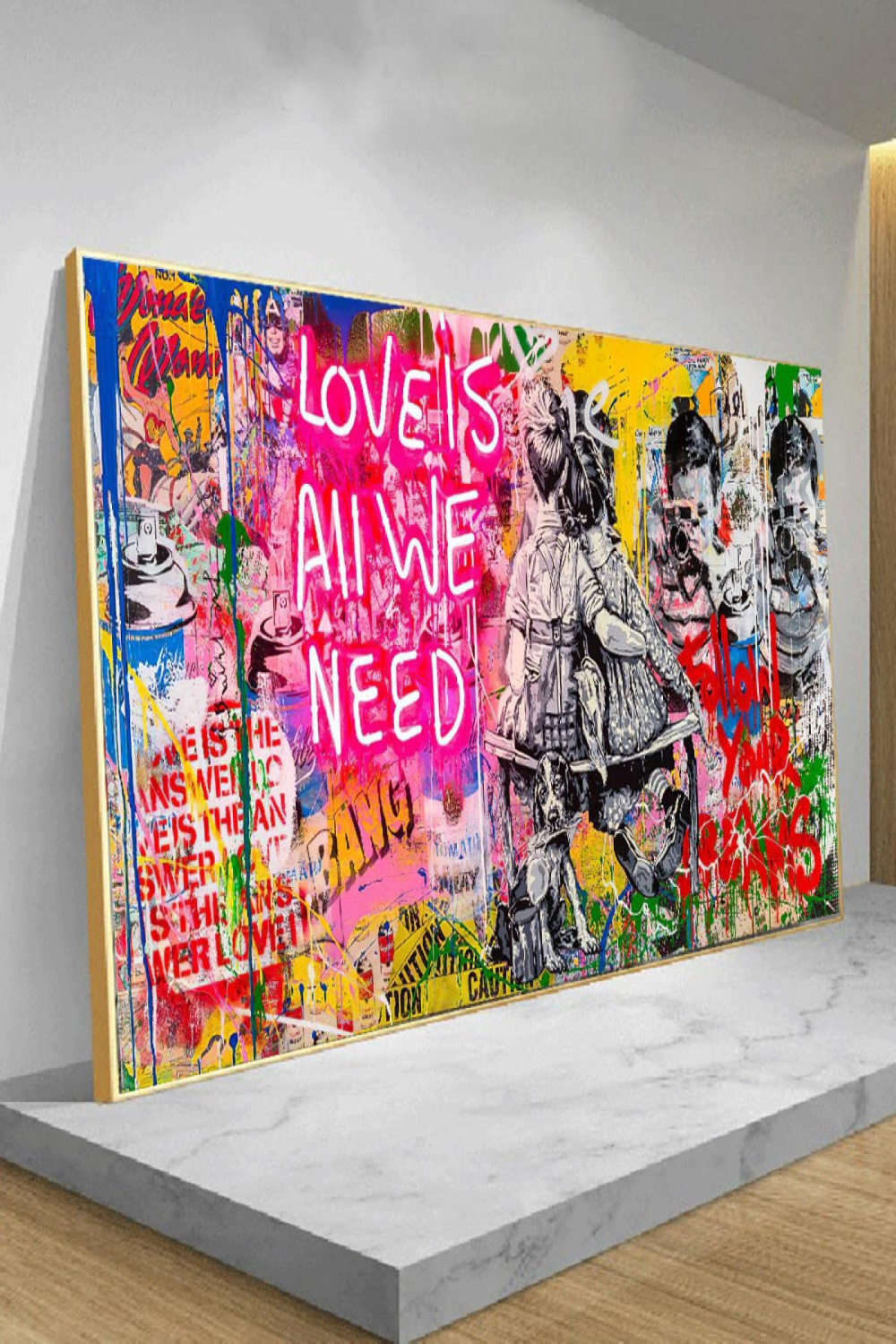 Banksy Art Love is All We Need Leinwand Gemälde Wandkunst Poster und Drucke  Graffiti Street Art Bilder Heimdekoration xcm(xin) Ohne Rahmen