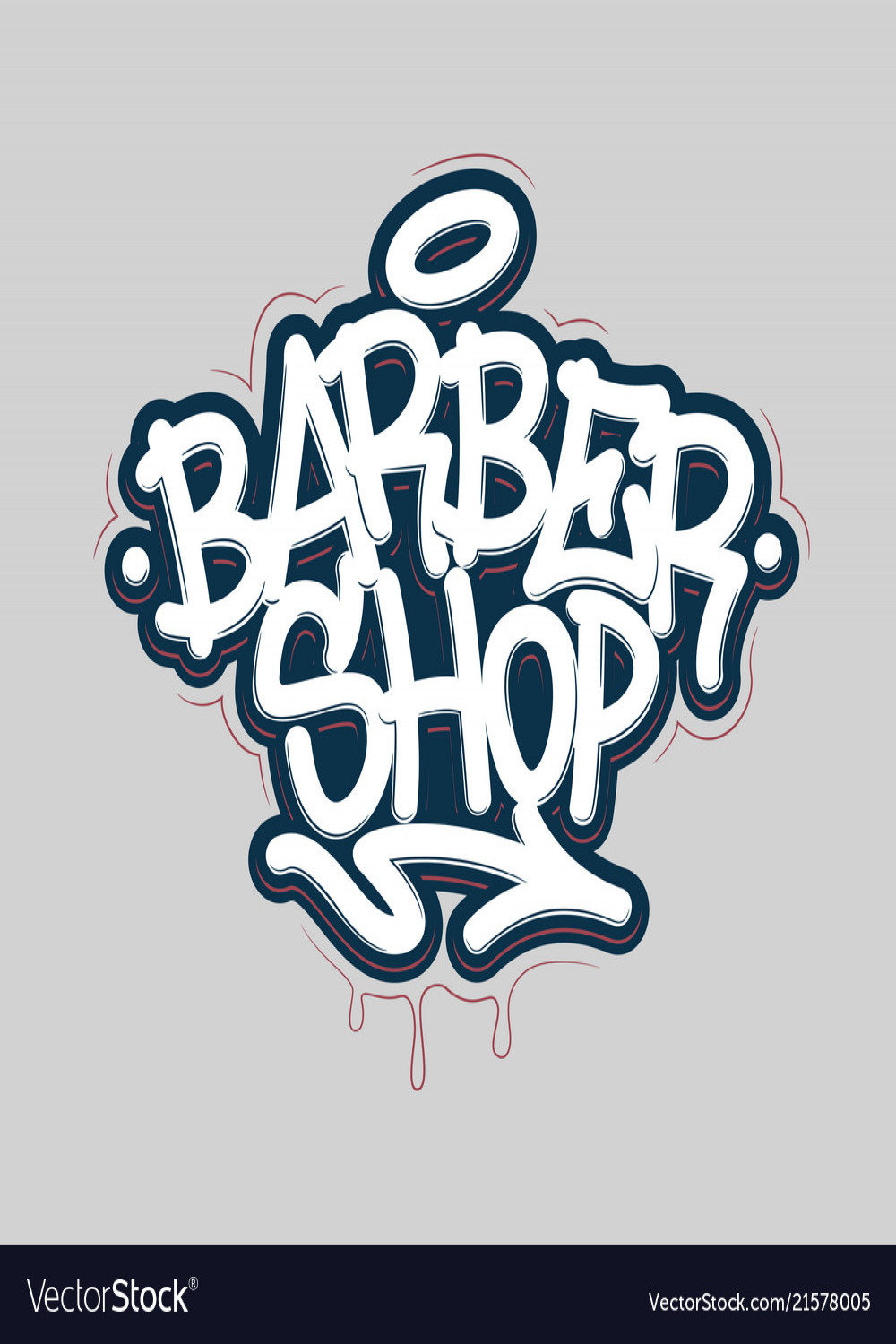 Barber shop tag graffiti style label lettering Vector Image