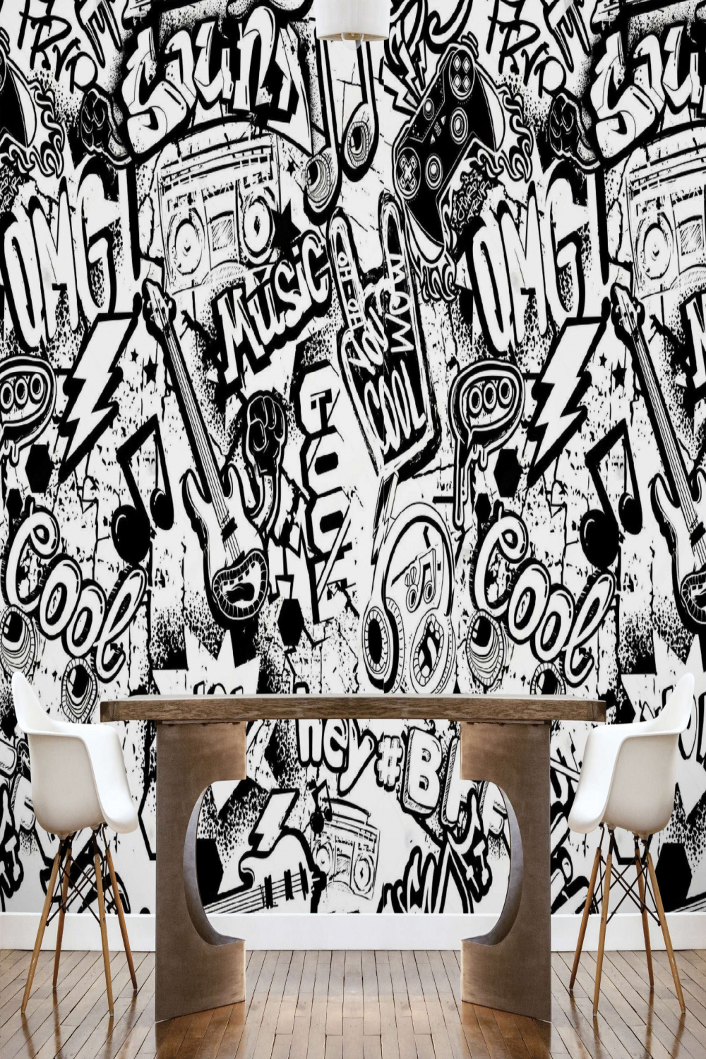 Black and White Graffiti Wall Mural for Accent Wall Decor - Etsy