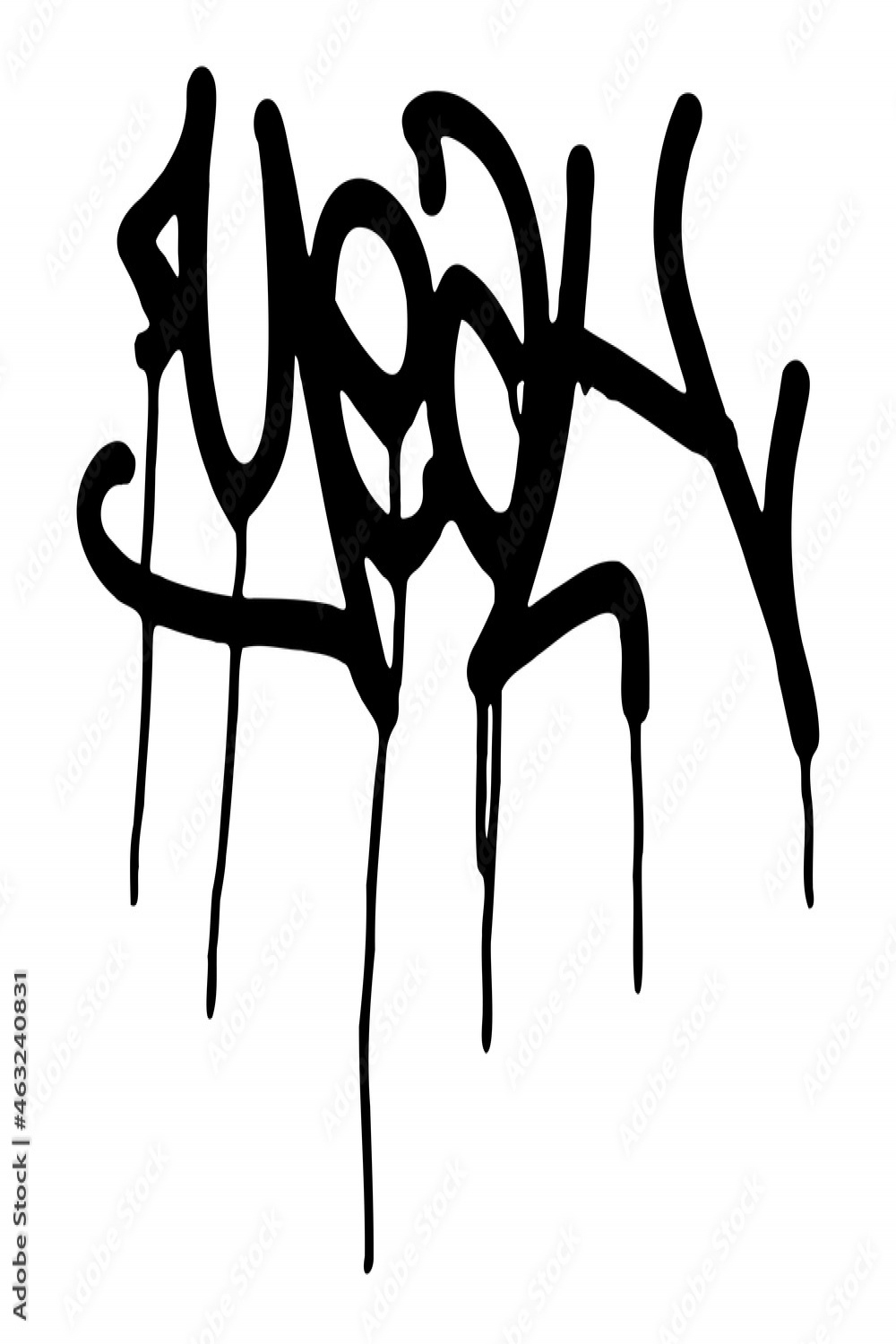 Black graffiti tag lettering ink drips marker ink paint Stock