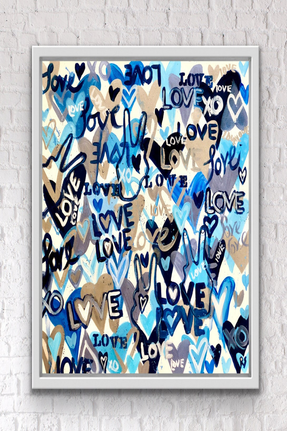 Blue & Silver Grey Preppy Love Painting