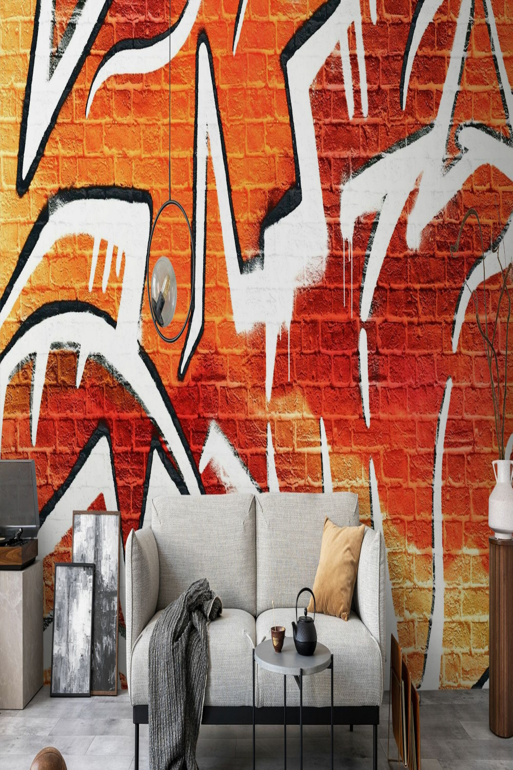 Brick Wall Graffiti - Orange