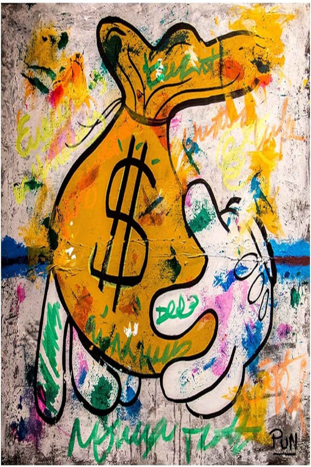 Canvas Paintings Dollar Money Bag Graffiti Mural Picture Wall Art