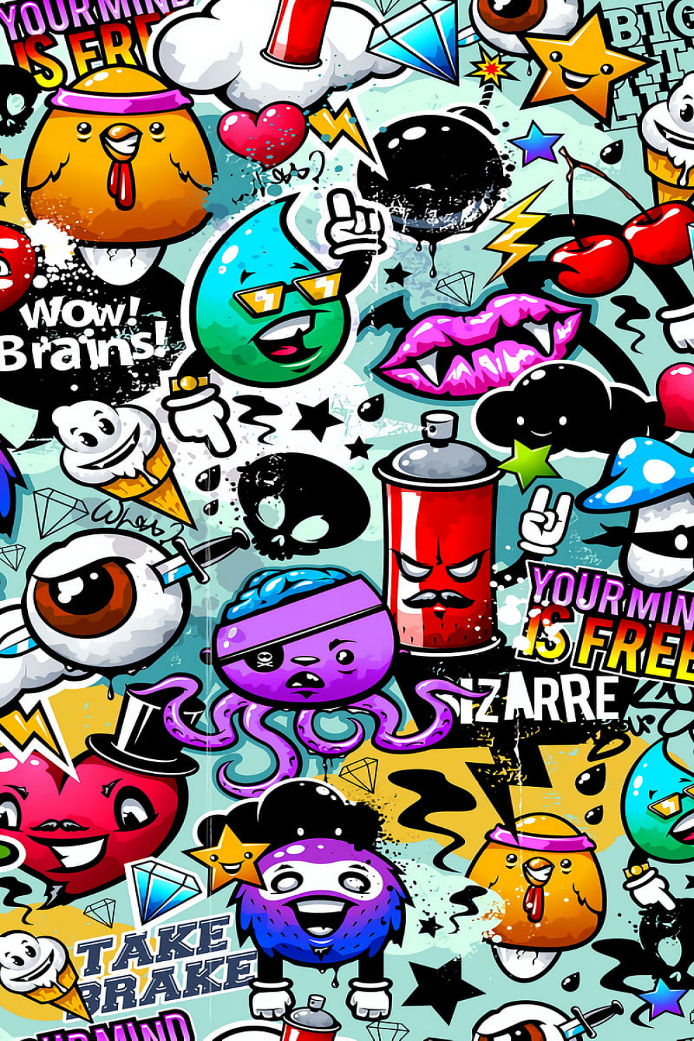 Cartoon Graffiti, art, black, colorful, HD phone wallpaper  Peakpx