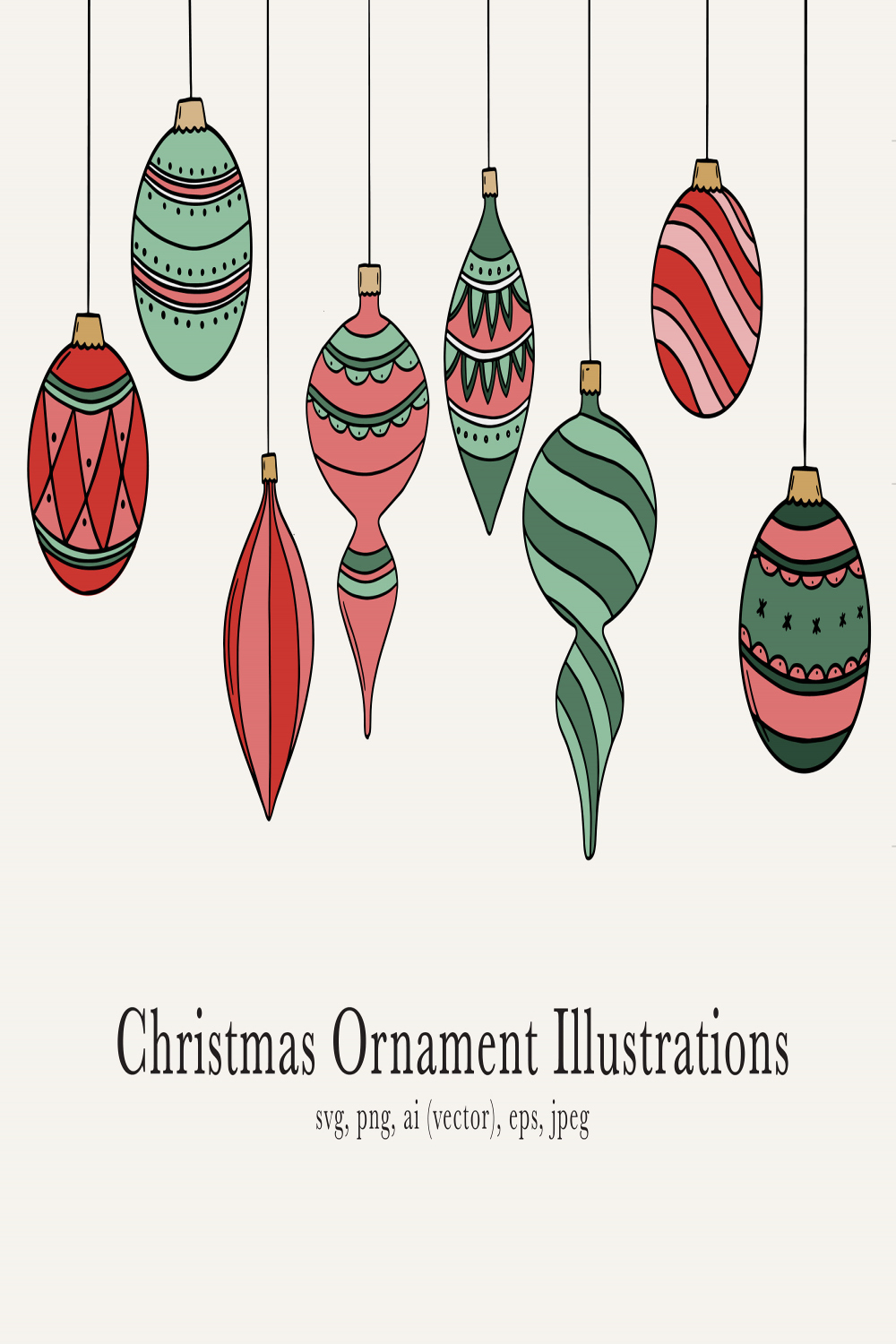 Christmas Ornament Illustrations, Christmas Ornament Drawings