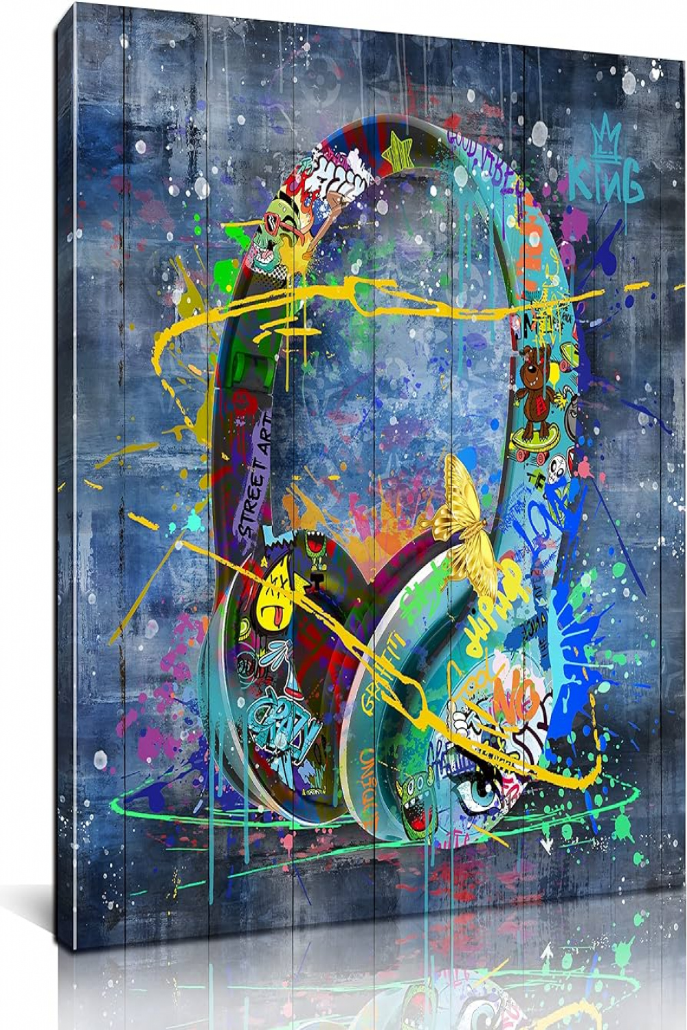 CIRABKY Fashion Wall Art for Living Room Large Size - Headphones Music Wall  Art - Aesthetic Graffiti Canvas Wall Art Ready to Hang Size x Inch