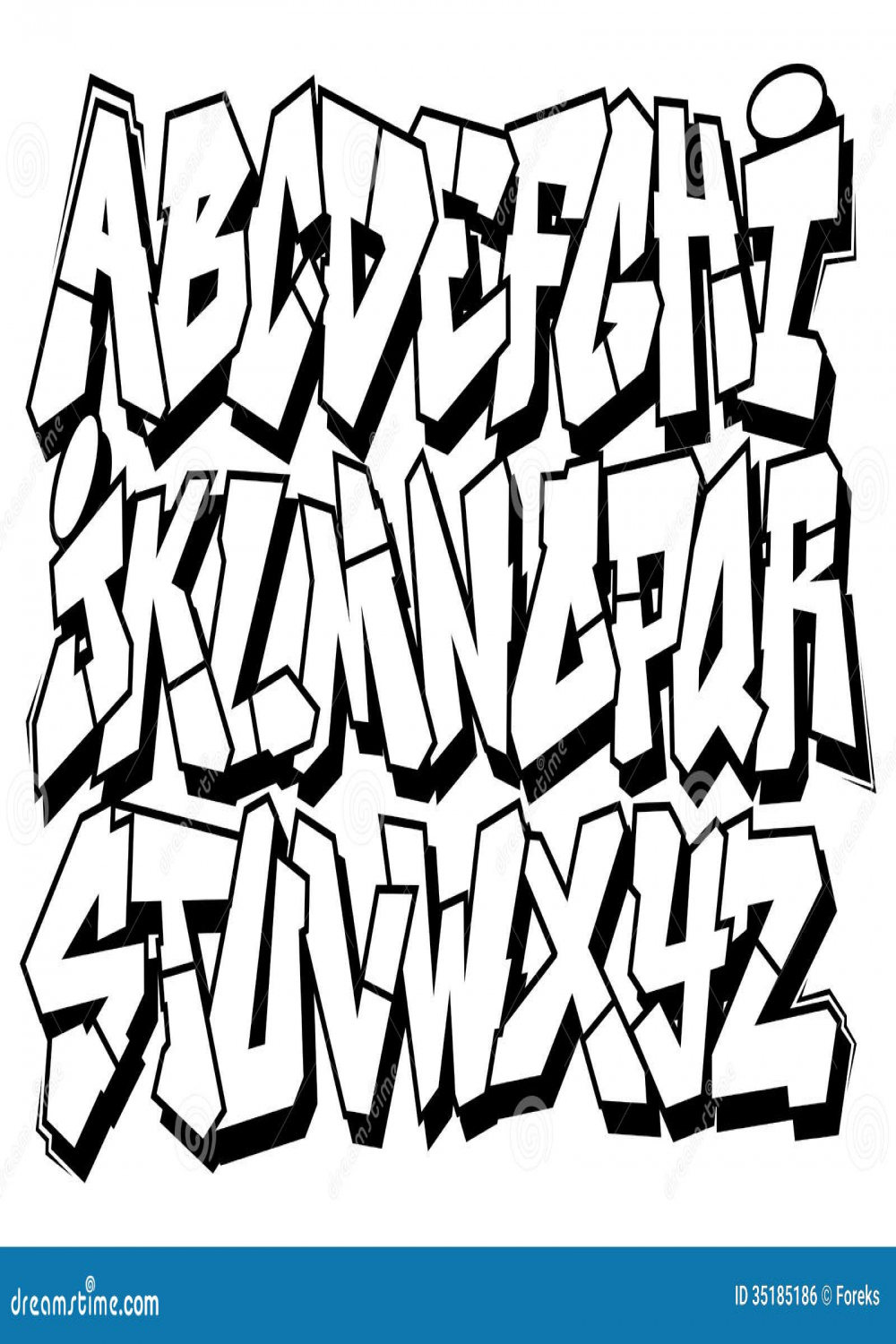 Classic Street Art Graffiti Font Type Alphabet Stock Vector