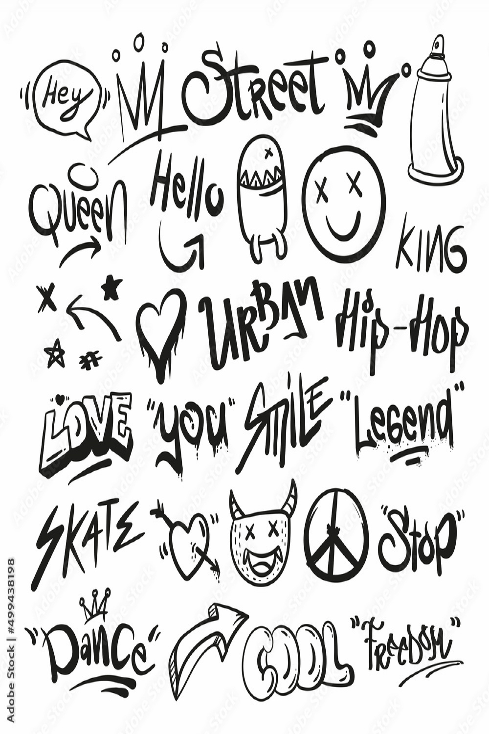 Collection of Graffiti element tags vector illustration concept