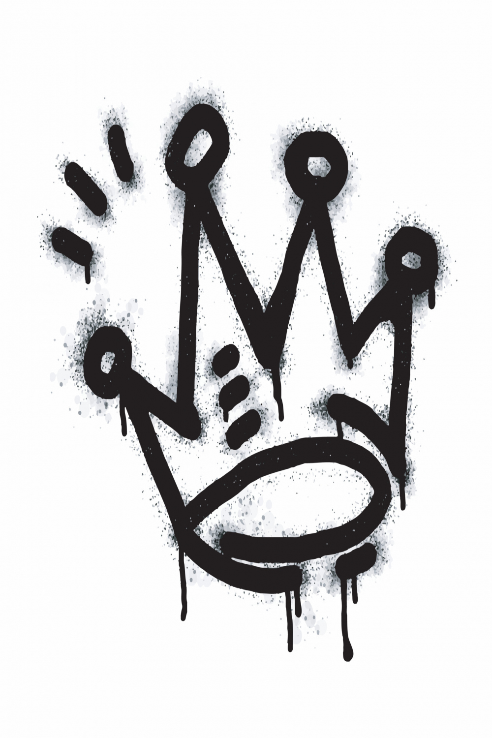 collection of Spray painted graffiti crown sign in black over