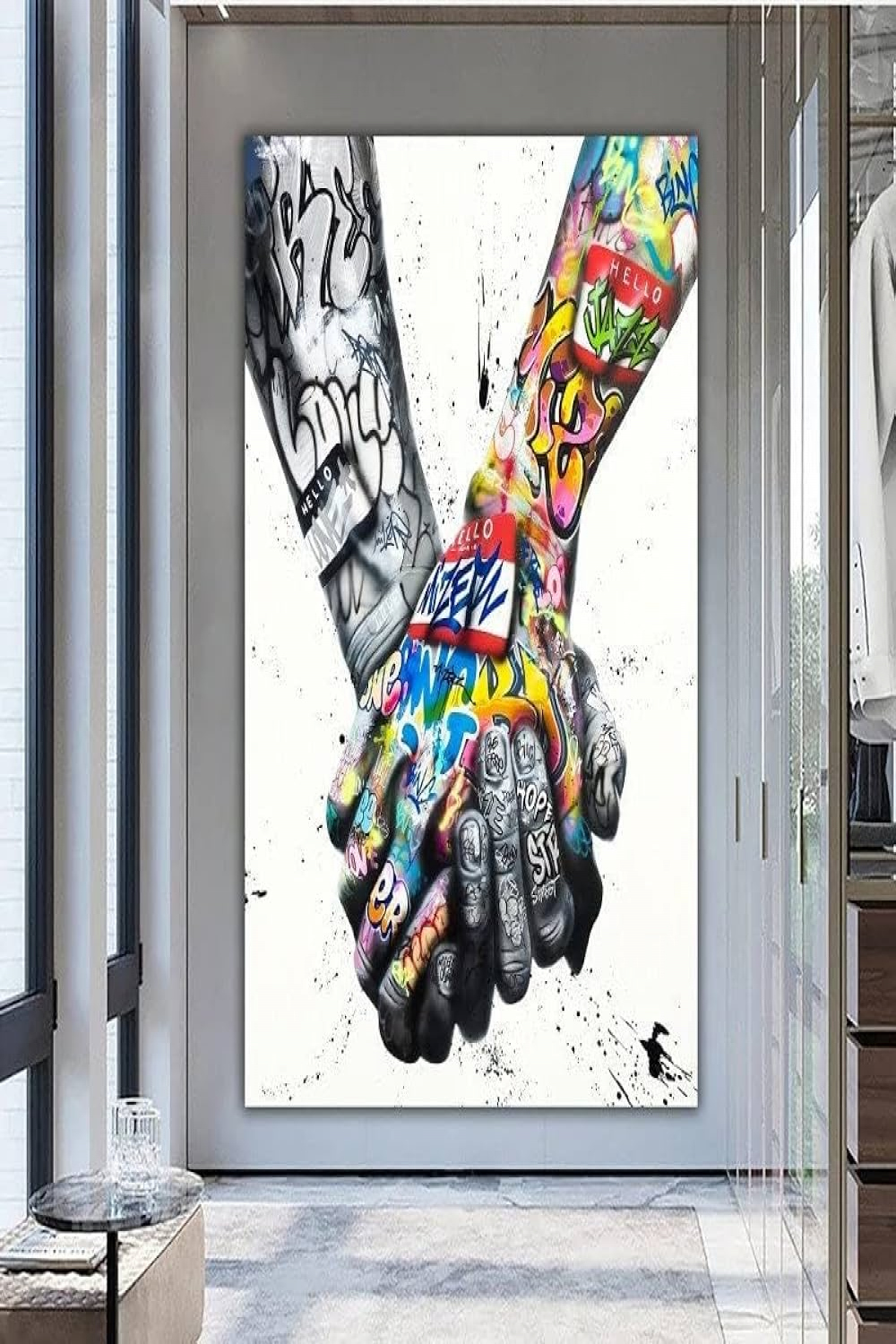 Couple Holding Hands Graffiti Painting, Graffiti Wall Art