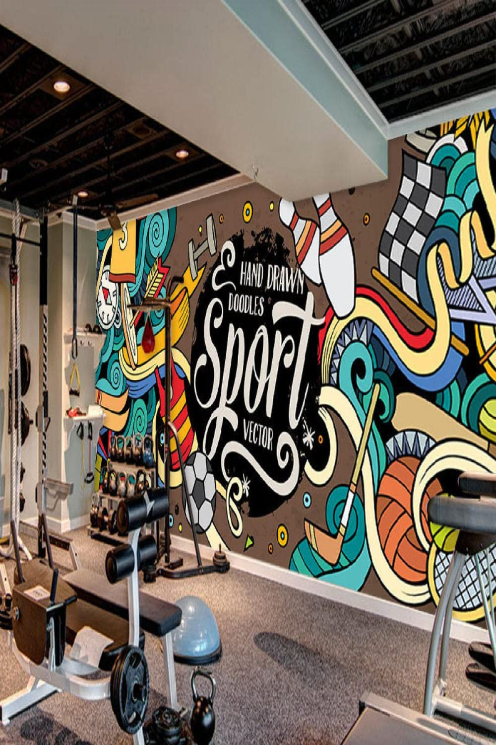 Creative Modern Graffiti Wallpaper Personality Gym Sports Shop