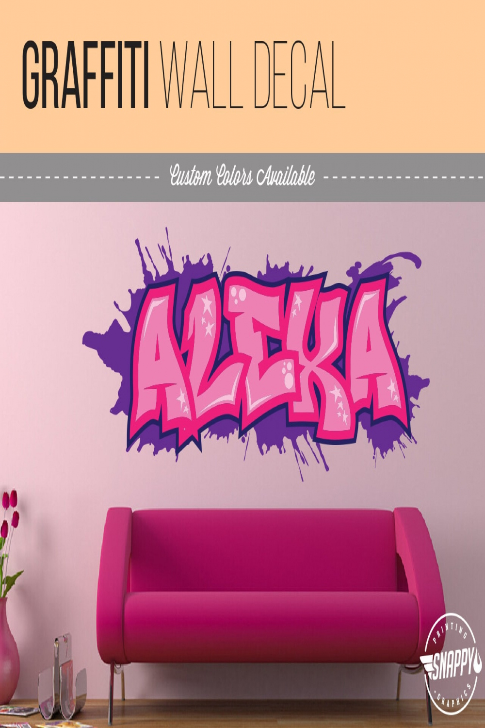 Custom Graffiti Name, Style and Color Scheme Wall Decal - Vinyl, Wall Art,  Kids Room, Rec Room, Decor, Room Graphics, Easy Application!